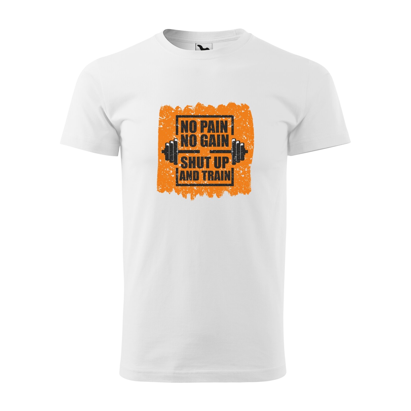 Tricou alb barbati, idee de cadou, pentru pasionatii de fitness/sala, No Pain No Gain Shut Up and Train, marime XS