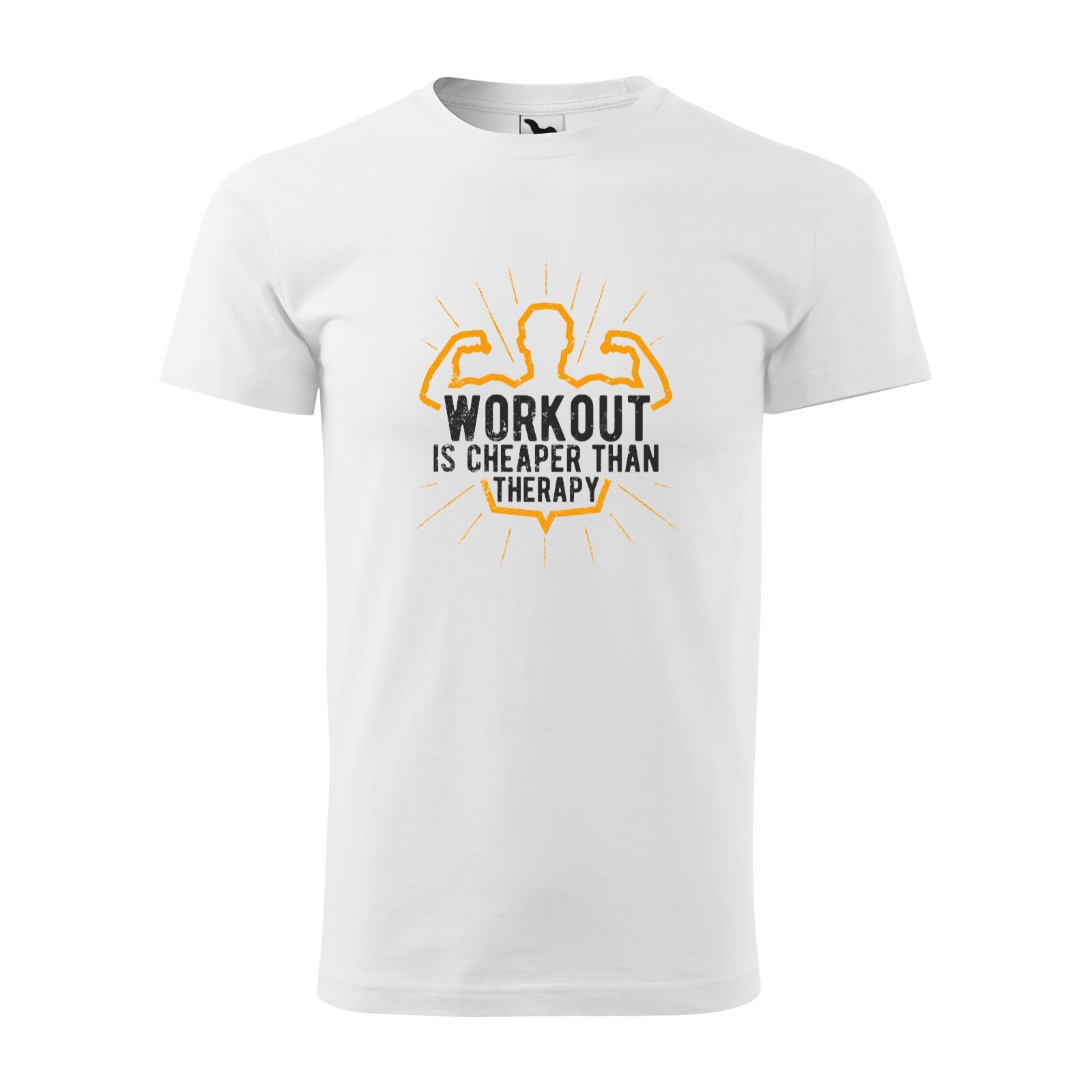 Tricou alb barbati, idee de cadou, pentru pasionatii de fitness/sala, Workout is Cheaper than Therapy, marime XL