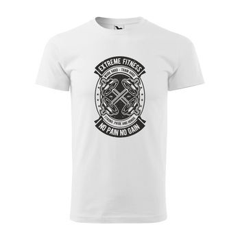 Tricou alb barbati, idee de cadou, pentru pasionatii de fitness/sala, Extreme Fitness No Pain No Gain Work Hard Train Hard, marime XS Tricou alb barbati, idee de cadou, pentru pasionatii de fitness/sala, Extreme Fitness No Pain No Gain Work Hard Train Hard, marime XS