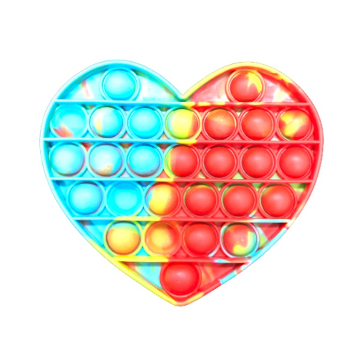 Jucarie antistres Push Pop Bubble, Pop It, Inimioara, Graffiti, M1, 13x10 cm, Shop Like A Pro ®