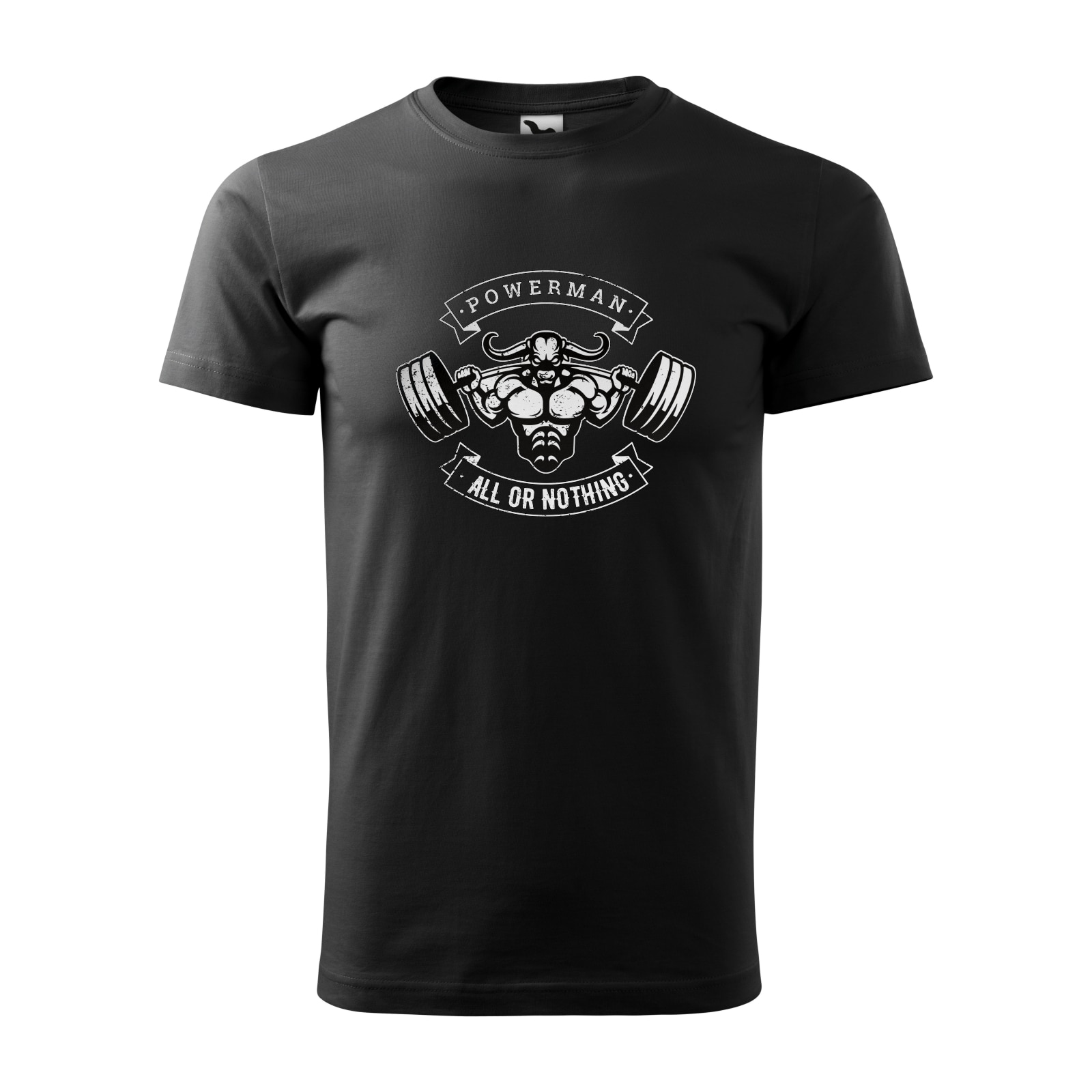 Tricou negru barbati, idee de cadou, pentru pasionatii de fitness/sala, Powerman All or Nothing, marime XL