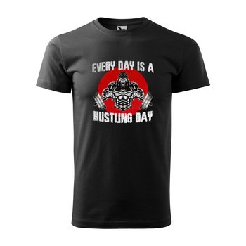 Tricou negru barbati, idee de cadou, pentru pasionatii de fitness/sala, Every Day is a Hustling Day, marime XL Tricou negru barbati, idee de cadou, pentru pasionatii de fitness/sala, Every Day is a Hustling Day, marime XL