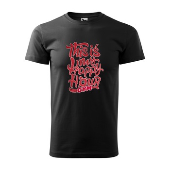 Tricou negru barbati, idee de cadou, pentru pasionatii de fitness/sala, This My Happy Hour, marime 2XL Tricou negru barbati, idee de cadou, pentru pasionatii de fitness/sala, This My Happy Hour, marime 2XL
