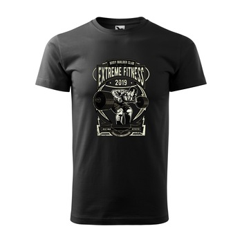 Tricou negru barbati, idee de cadou, pentru pasionatii de fitness/sala, Body Building Team Extrem Fitness, marime S