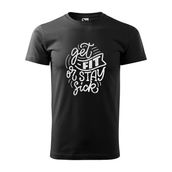 Tricou negru barbati, idee de cadou, pentru pasionatii de fitness/sala, Get Fit or You Stay Sick, marime 2XL Tricou negru barbati, idee de cadou, pentru pasionatii de fitness/sala, Get Fit or You Stay Sick, marime 2XL