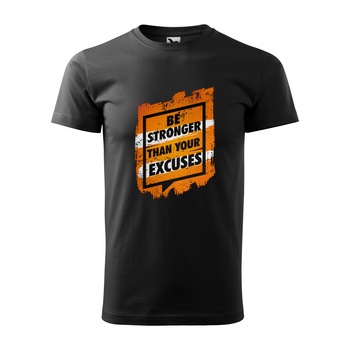 Tricou negru barbati, idee de cadou, pentru pasionatii de fitness/sala, Be Stronger Than Your Excuses, marime M Tricou negru barbati, idee de cadou, pentru pasionatii de fitness/sala, Be Stronger Than Your Excuses, marime M