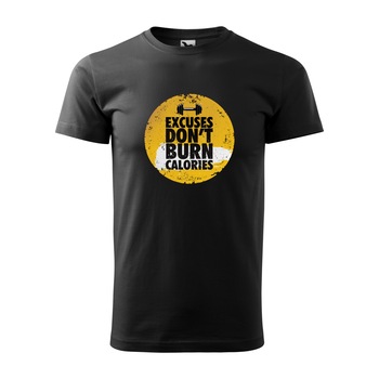 Tricou negru barbati, idee de cadou, pentru pasionatii de fitness/sala, Excuses Dont Burn Calories Point, marime L Tricou negru barbati, idee de cadou, pentru pasionatii de fitness/sala, Excuses Dont Burn Calories Point, marime L