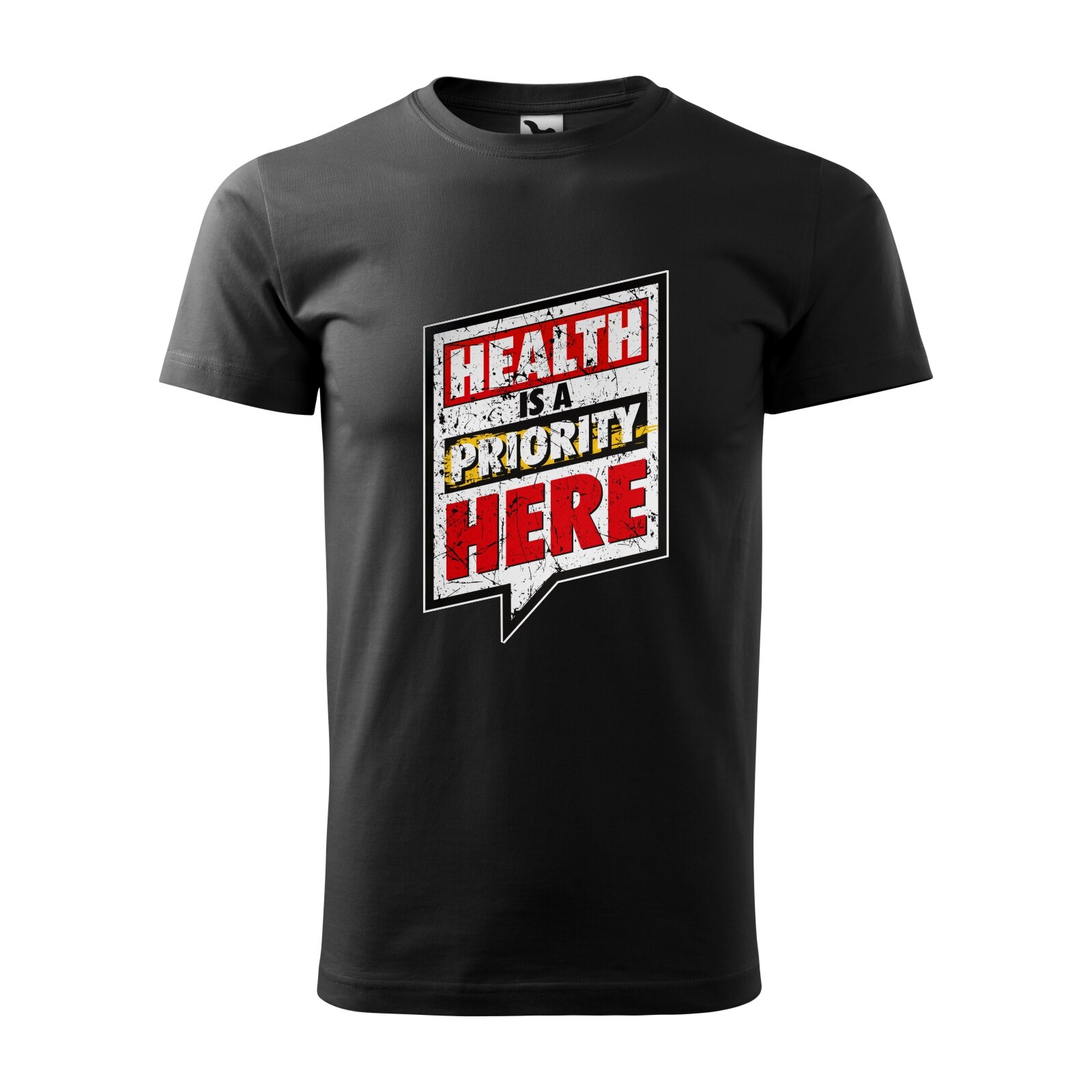 Tricou negru barbati, idee de cadou, pentru pasionatii de fitness/sala, Health is a Priority Here, marime S