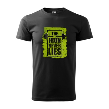Tricou negru barbati, idee de cadou, pentru pasionatii de fitness/sala, The Iron Never Lies, marime XL
