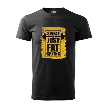Tricou negru barbati, idee de cadou, pentru pasionatii de fitness/sala, Sweat is Just Your Fat Crying, marime L Tricou negru barbati, idee de cadou, pentru pasionatii de fitness/sala, Sweat is Just Your Fat Crying, marime L