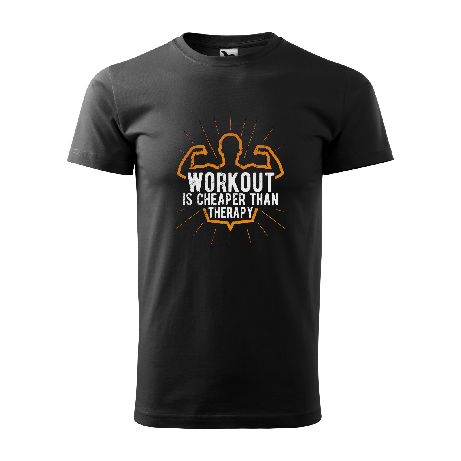 Tricou negru barbati, idee de cadou, pentru pasionatii de fitness/sala, Workout is Cheaper than Therapy, marime L