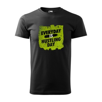 Tricou negru barbati, idee de cadou, pentru pasionatii de fitness/sala, Everyday is a Hustiling Day, marime 2XL Tricou negru barbati, idee de cadou, pentru pasionatii de fitness/sala, Everyday is a Hustiling Day, marime 2XL