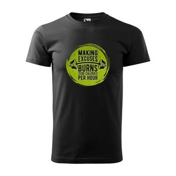 Tricou negru barbati, idee de cadou, pentru pasionatii de fitness/sala, Making Excuses Burn Zero Calories per Hour, marime 2XL Tricou negru barbati, idee de cadou, pentru pasionatii de fitness/sala, Making Excuses Burn Zero Calories per Hour, marime 2XL