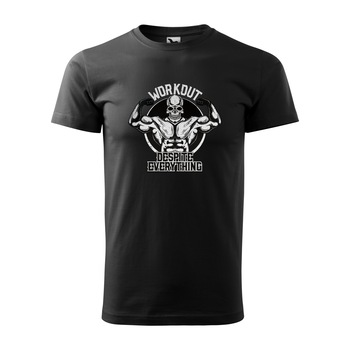 Tricou negru barbati, idee de cadou, pentru pasionatii de fitness/sala, Workout Despite Everything, marime 2XL Tricou negru barbati, idee de cadou, pentru pasionatii de fitness/sala, Workout Despite Everything, marime 2XL