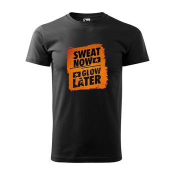 Tricou negru barbati, idee de cadou, pentru pasionatii de fitness/sala, Sweat Now Glow Later, marime XS Tricou negru barbati, idee de cadou, pentru pasionatii de fitness/sala, Sweat Now Glow Later, marime XS