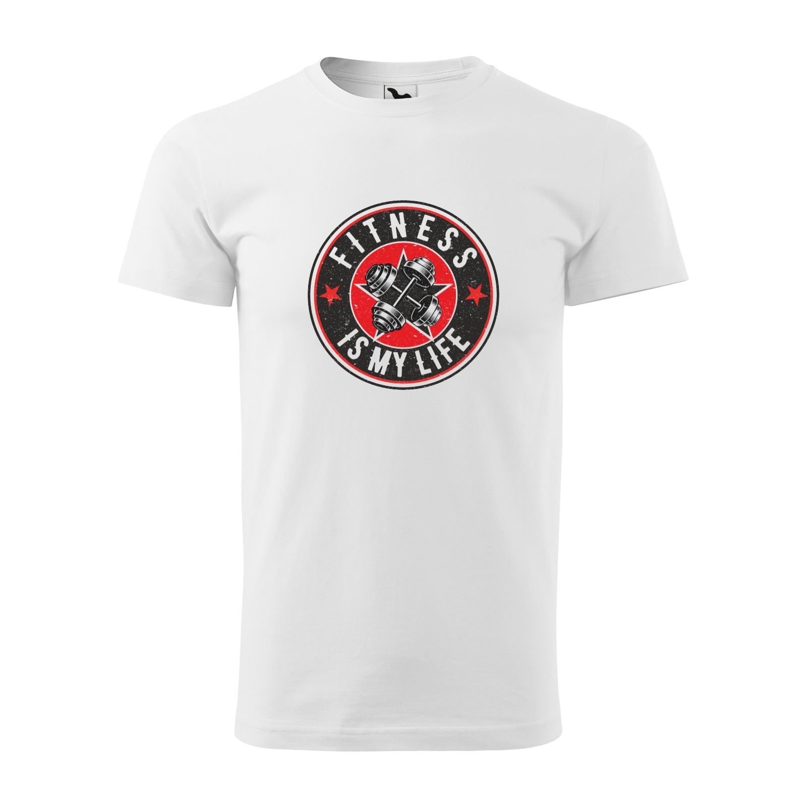 Tricou alb barbati, idee de cadou, pentru pasionatii de fitness/sala, Fitness is my Life, marime L