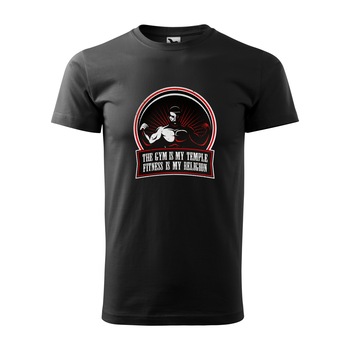 Tricou negru barbati, idee de cadou, pentru pasionatii de fitness/sala, Fitness is my Religion, marime 2XL Tricou negru barbati, idee de cadou, pentru pasionatii de fitness/sala, Fitness is my Religion, marime 2XL