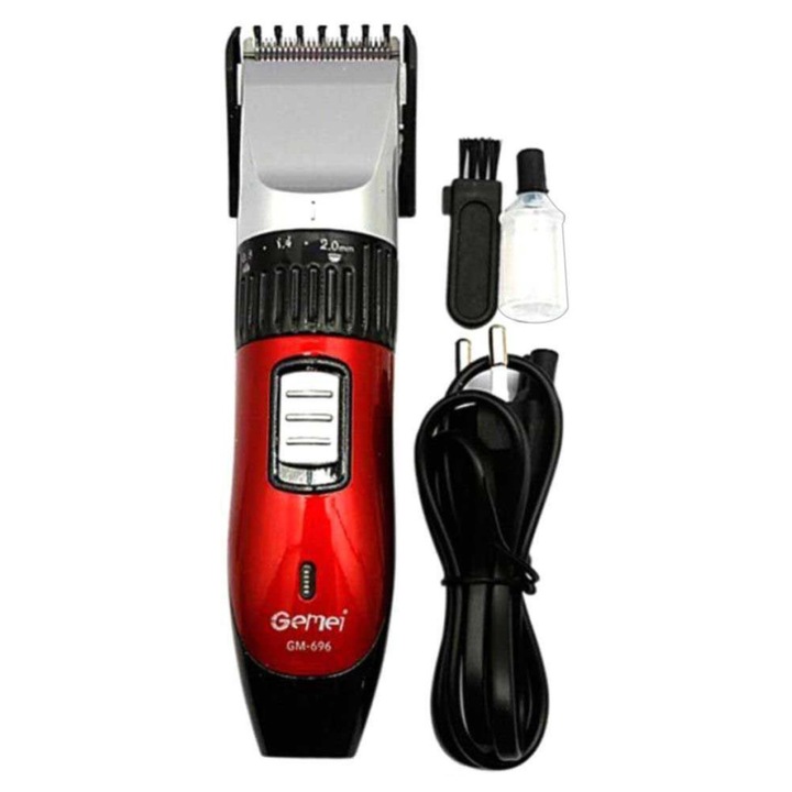 Aparat de tuns, Gemei, GM-696, lama detasabila, negru/rosu, 220 V