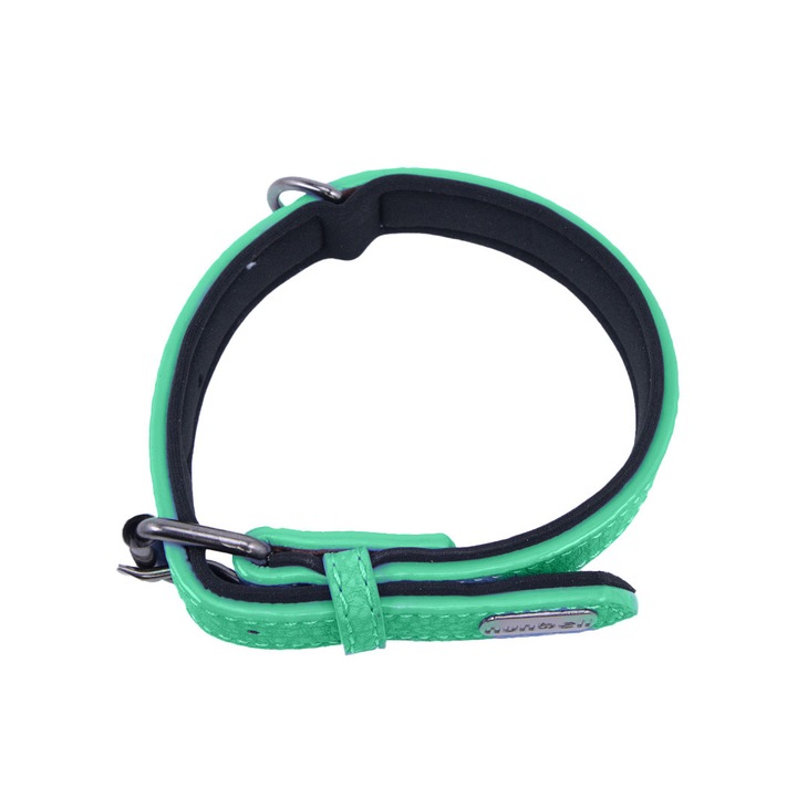 Zgarda Happy Green, pentru caini de talie medie/mare, din piele ecologica,interior captusit cu material moale, 47-56,verde,Doty