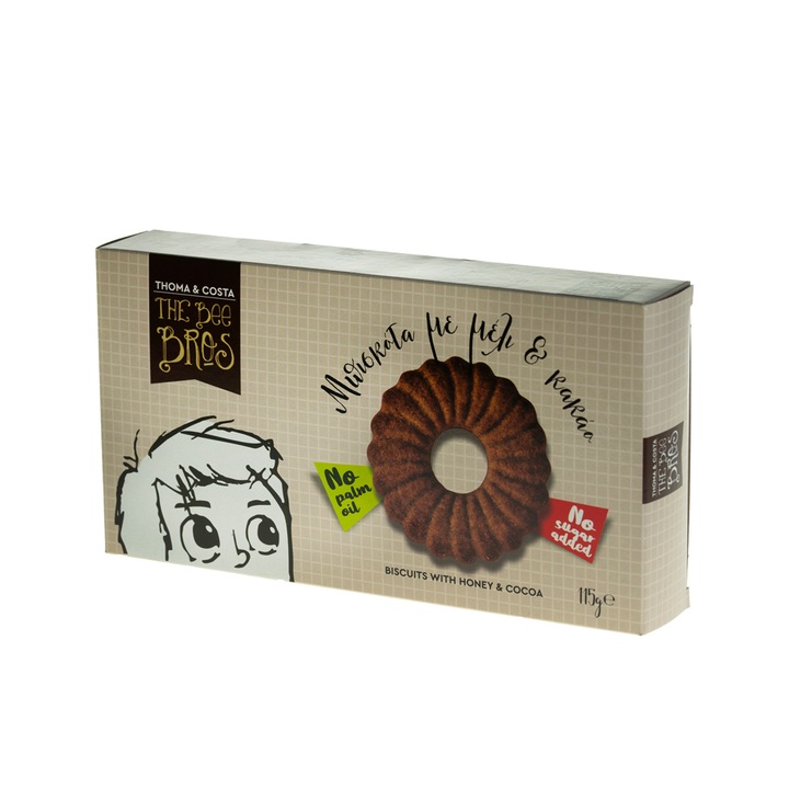 Biscuti cu miere & cacao, fara zahar, 100% natural, 115 g