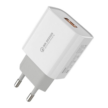 Adaptor Retea WK Design, Quick Charge 3.0 18W, Alb Adaptor Retea WK Design, Quick Charge 3.0 18W, Alb