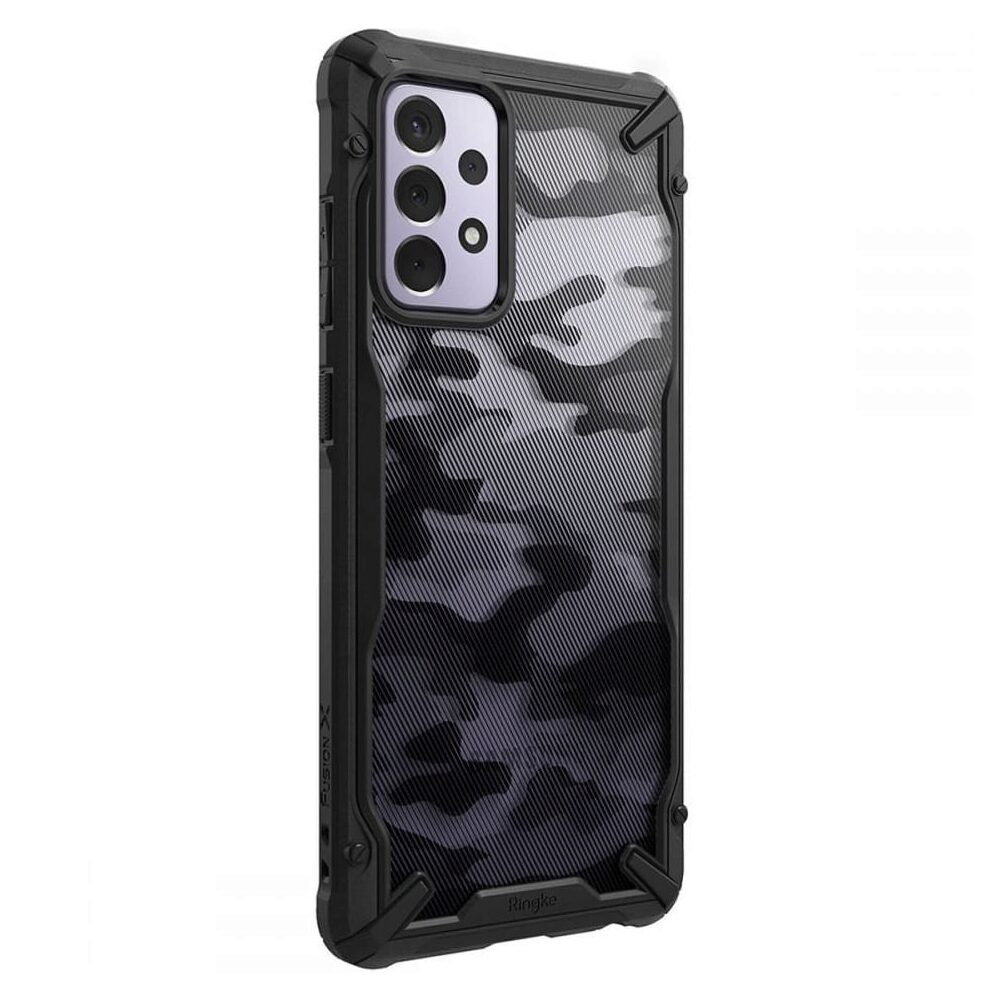 Husa Antisoc Ringke Fusion X pentru Samsung Galaxy A72, Design Militar, Negru