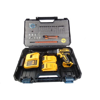 Set masina de gaurit si insurubat cu percutie, 28 V, Werstil, cu 2 cumulatori Li - Ion, Galben / Negru Set masina de gaurit si insurubat cu percutie, 28 V, Werstil, cu 2 cumulatori Li - Ion, Galben / Negru