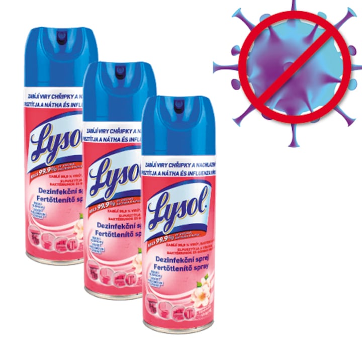 Lysol fertőtlenítő spray, Virágillat, 3x400ml