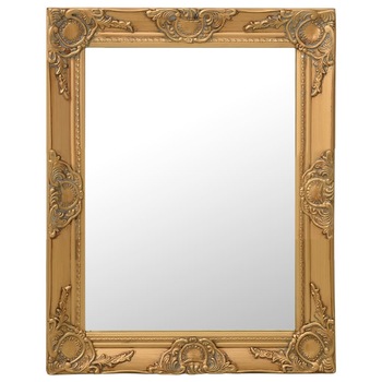 Oglinda de perete in stil baroc, vidaXL, Lemn/Sticla, 50 x 60 cm, Auriu Oglinda de perete in stil baroc, vidaXL, Lemn/Sticla, 50 x 60 cm, Auriu