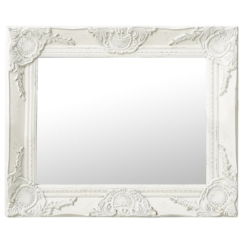 Oglinda de perete in stil baroc, vidaXL, Lemn, 50 x 40 cm, Alb Oglinda de perete in stil baroc, vidaXL, Lemn, 50 x 40 cm, Alb