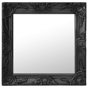 Oglinda de perete in stil baroc, vidaXL, Lemn, 50 x 50 cm, Negru Oglinda de perete in stil baroc, vidaXL, Lemn, 50 x 50 cm, Negru