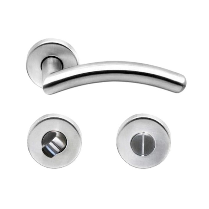 Maner usa interior, Lienbacher Swing, cu rozeta pentru baie, material inox, 135 x 52 mm