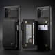 Калъф за Samsung Galaxy Note 10 Plus, кожа с кадифена текстура, back cover, отделение за карти, джоб с цип, RFID защита, Черно