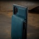 Калъф за Samsung Galaxy Note 10 Plus, кожа с кадифена текстура, back cover, отделение за карти, джоб с цип, RFID защита, Зеленикаво синьо