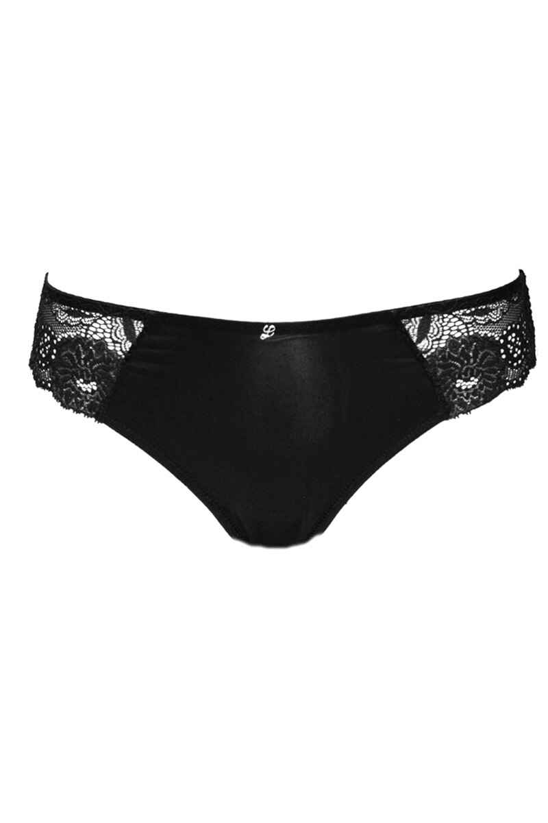 Chiloti brazilieni LEILIEVE C0997X, Dantela, Bej, Negru mat