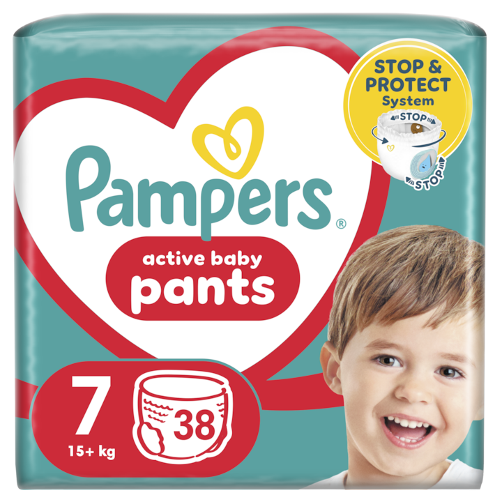 Пелени-гащички Pampers Pants Jumbo Pack, Размер 7, 17+ кг, 38 броя