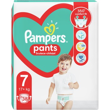 Scutece-chilotel Pampers Pants Jumbo Pack, Marimea 7, 17+ kg, 38 buc Scutece-chilotel Pampers Pants Jumbo Pack, Marimea 7, 17+ kg, 38 buc