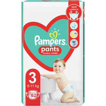 Scutece-chilotel Pampers Pants Jumbo Pack Marimea 3, 6-11 kg, 62 buc Scutece-chilotel Pampers Pants Jumbo Pack Marimea 3, 6-11 kg, 62 buc