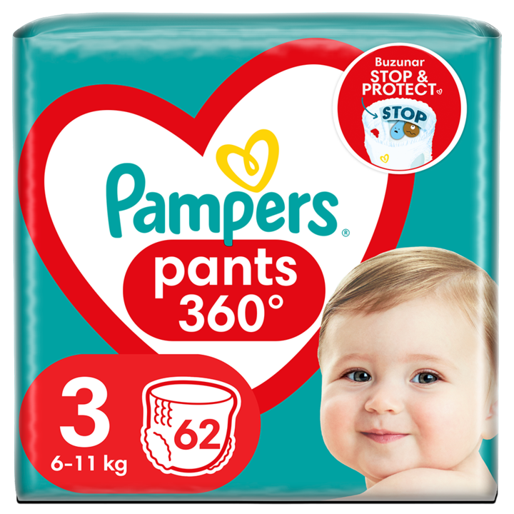 Scutece-chilotel Pampers Pants Jumbo Pack Marimea 3, 6-11 kg, 62 buc