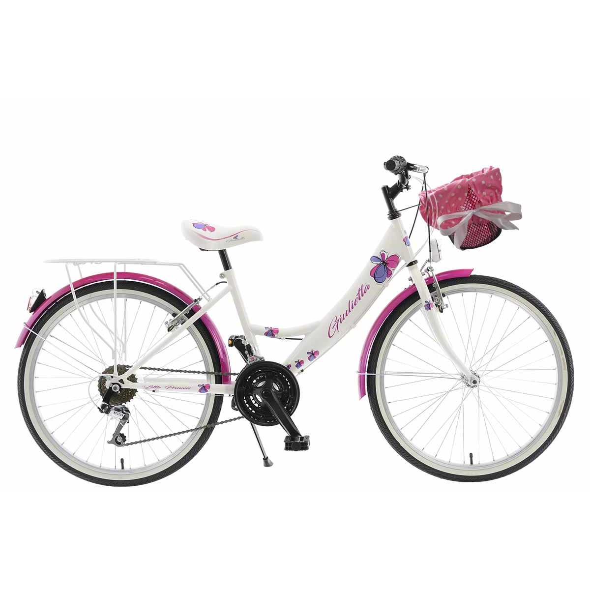 Bicicleta copii 12 ani Kands® cm inaltime Alb/Roz Roata 24'' - eMAG.ro