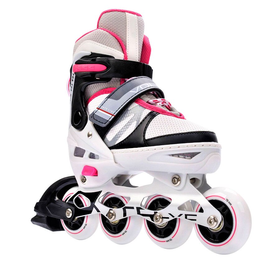 Role reglabile pentru copii,Inline Skates Advance Style,Marimea 34-37 (M),Sistem de fixare 3 in 1,Pink / White