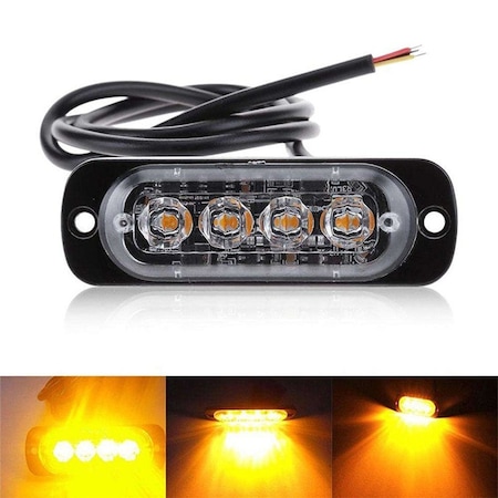 Set 2 Stroboscoape 4 LED-uri, lumini de avertizare galbene pentru Jeep, Off Road, ATV, Tractor