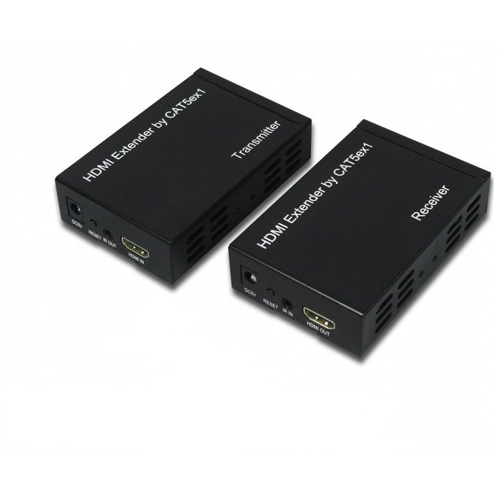 Video extender, prelungitor semnal HDMI V1.3 prin cablu de retea Cat 5/6, distanta max. 100m