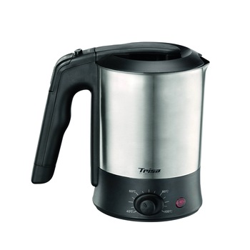 Fierbator Trisa Travel Vario 6432.75, Capacitate 0,8 L, 1000W, Culaore Inox/Negru Fierbator Trisa Travel Vario 6432.75, Capacitate 0,8 L, 1000W, Culaore Inox/Negru