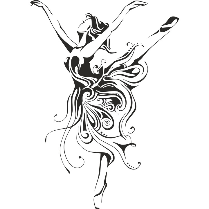 Sticker decorativ perete / geam, Ballet abstract, 28x40 cm