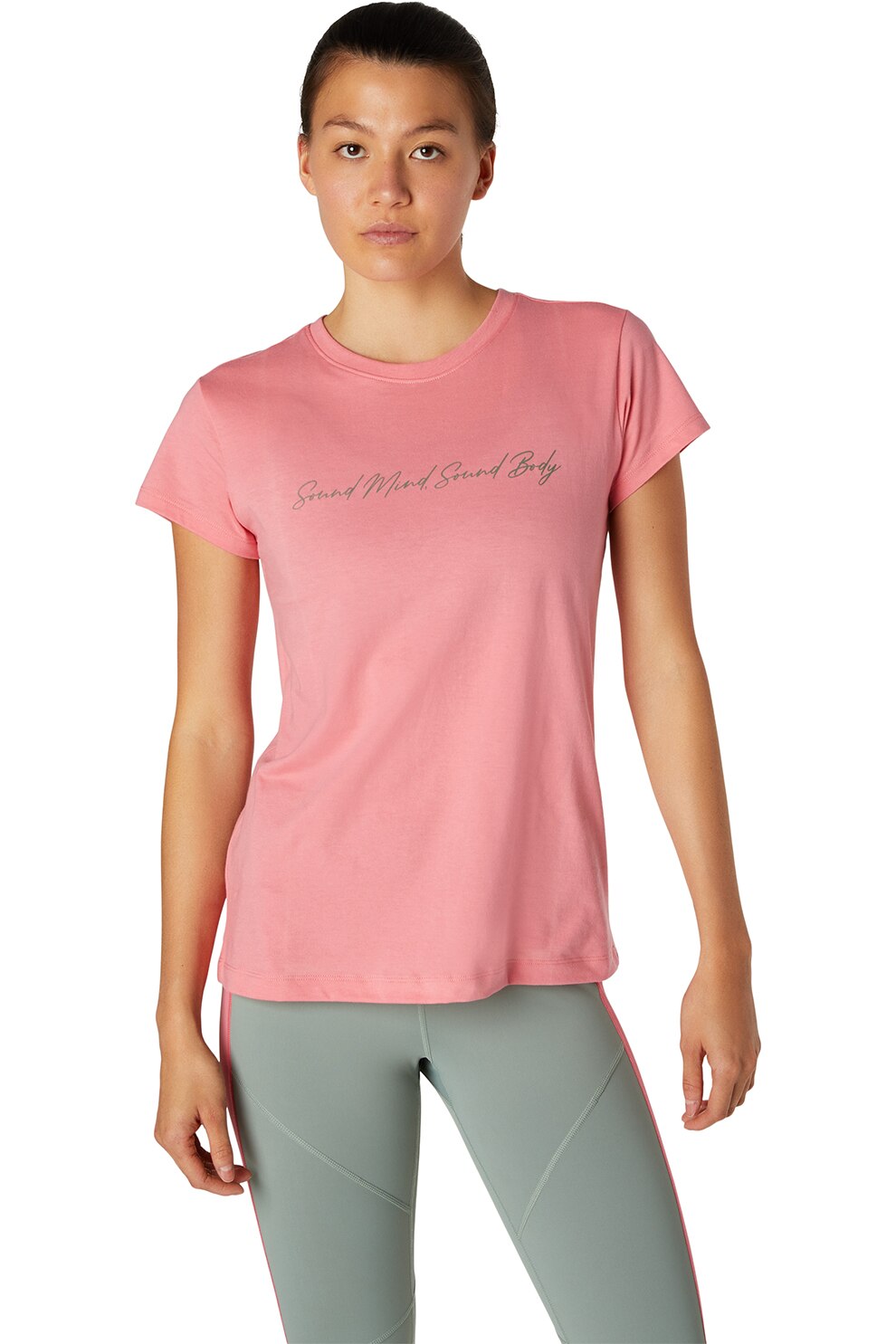 Asics, Tricou cu model grafic pentru fitness SMSB, Roz pastel