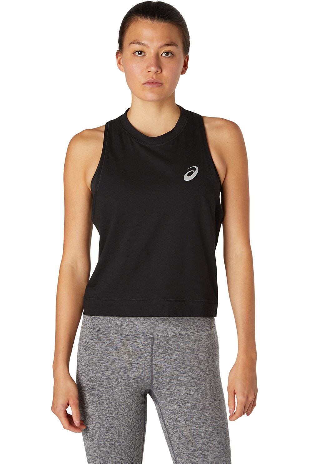 Asics, Top cu spate decupat, pentru fitness Jane, Negru