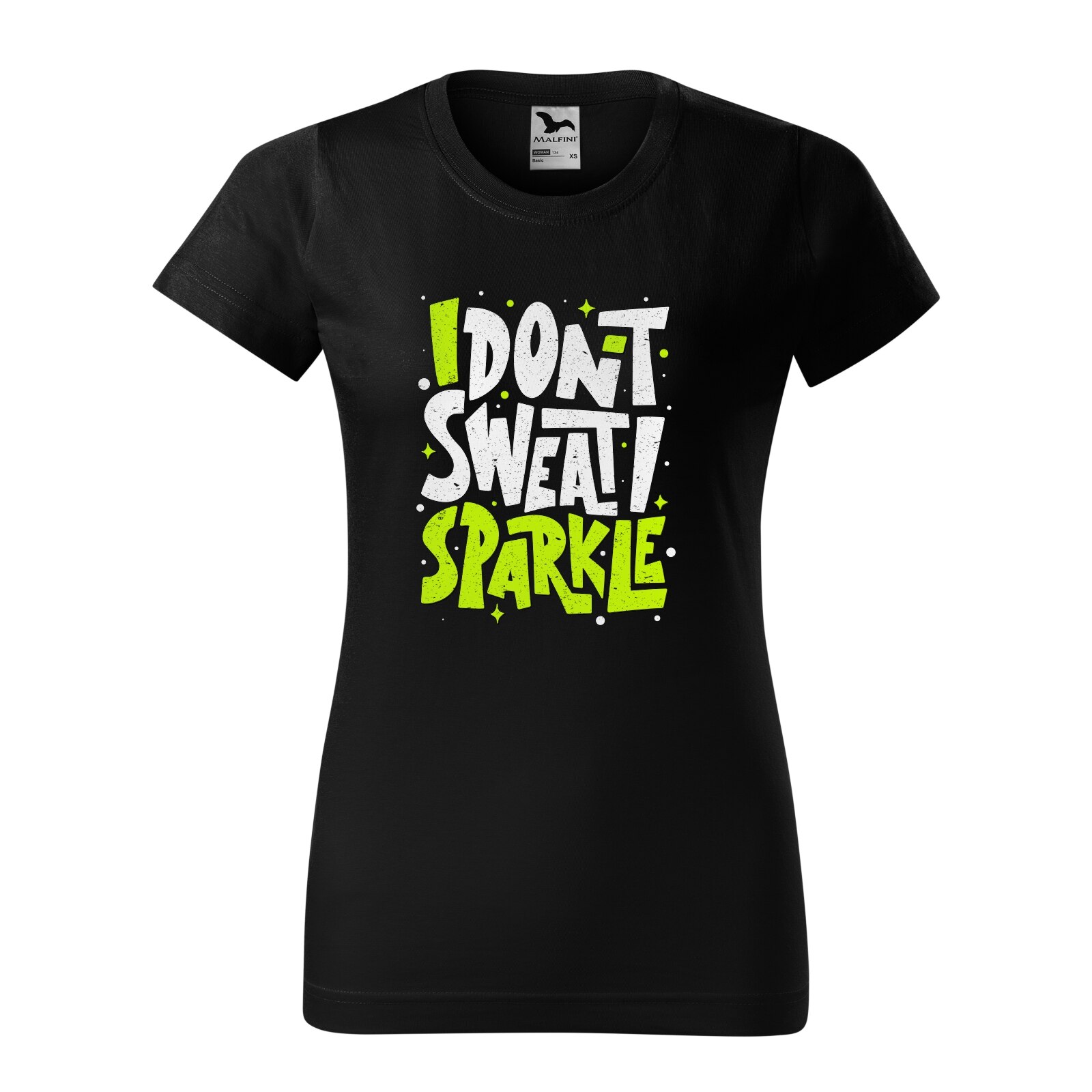 Tricou clasic, la baza gatului, negru, pentru dama, idee de cadou pentru pasionatii de fitness/sala de forta, I Dont Sweat i Sparkle, marime 2XL