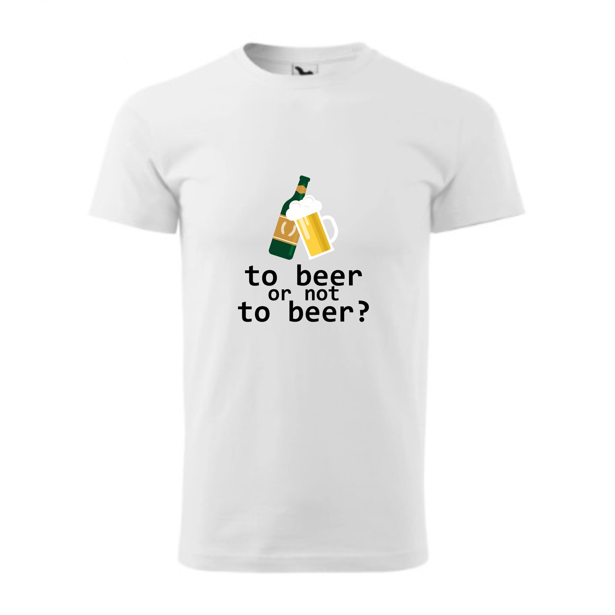 Tricou basic barbati personalizat, Adler, bumbac, alb , S To beer or not to beer