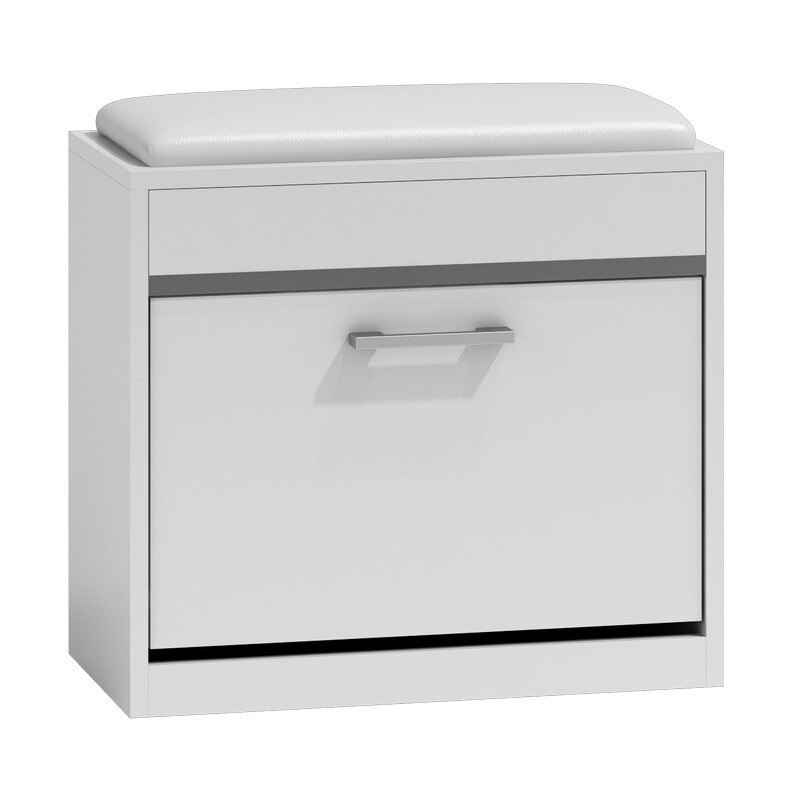 Dulap pantofi Drohmo Milano, taburet, pernita, 60x30x53, alb